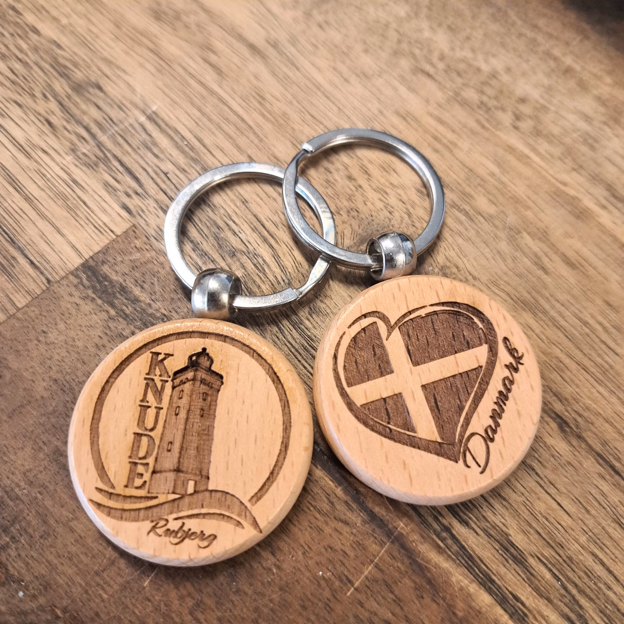 schlüsselanhänger Holz rund/nøglevedhæng træ rundt
