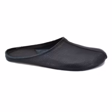 OmaKing Wide Toe Leather Slippers (Black)