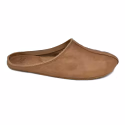 OmaKing Wide Toe Leather Slippers (Brown)