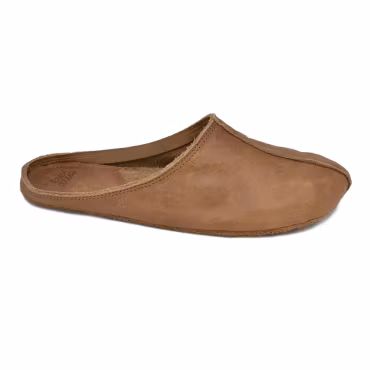 OmaKing Wide Toe Leather Slippers (Brown)