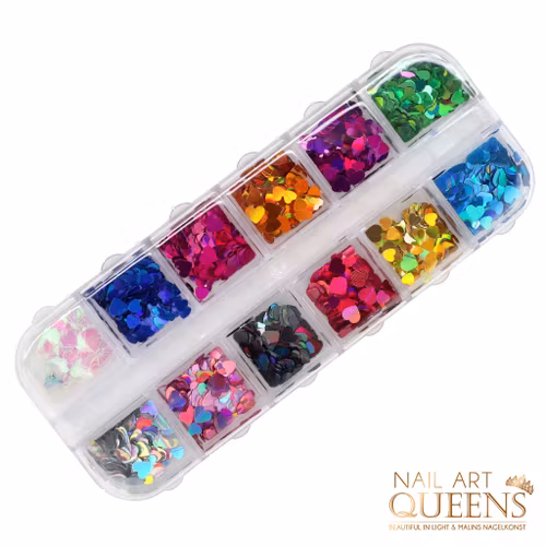 Glitter Hearts Multicolor 12PCS