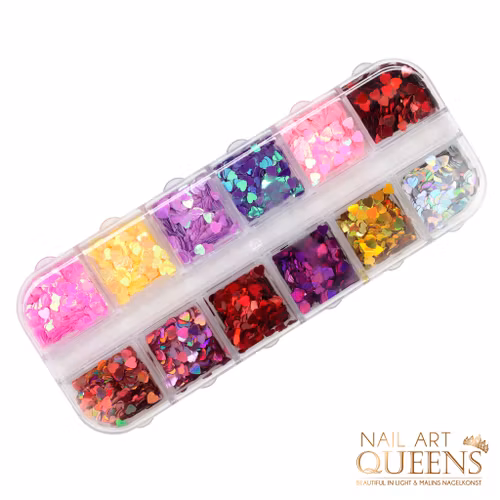 Glitter Hearts Red & Pink 12PCS