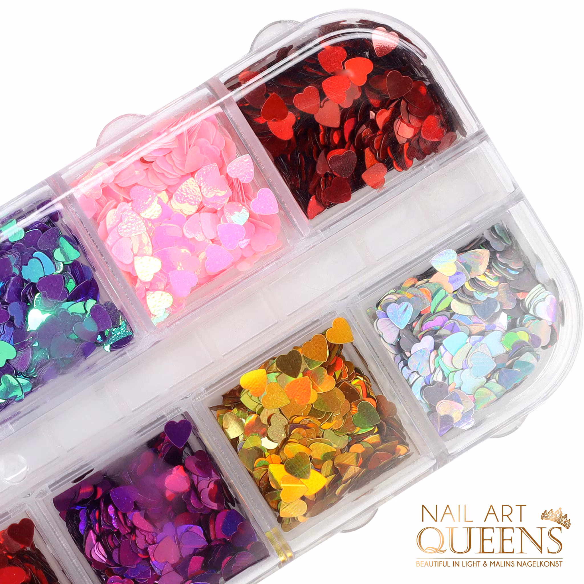 Glitter Hearts Red & Pink 12PCS