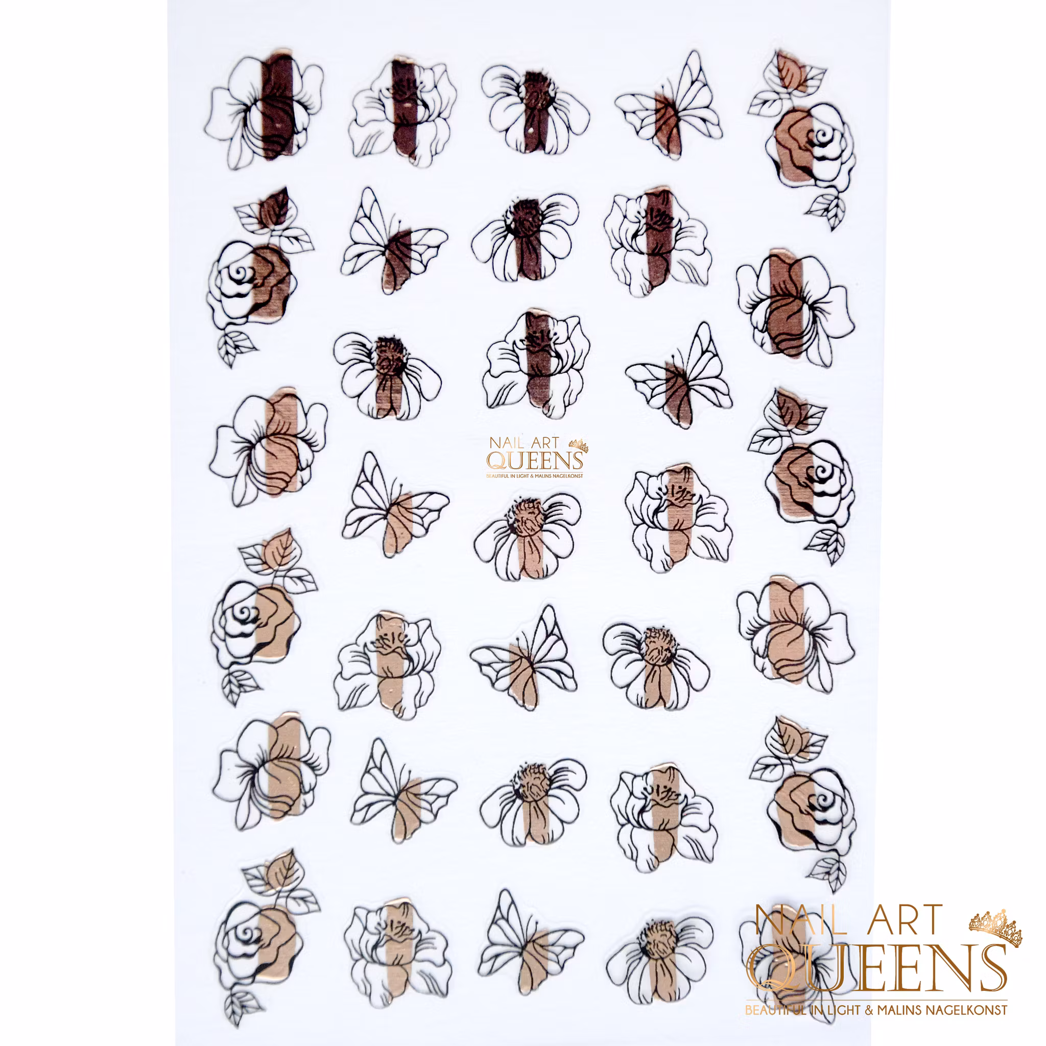 Stickers Black and Rose Gold Flowers