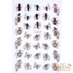 Stickers Black and Rose Gold Flowers
