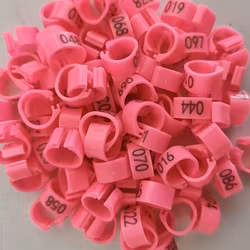 Plastik ring med nummer 8cm Rosa (100st)
