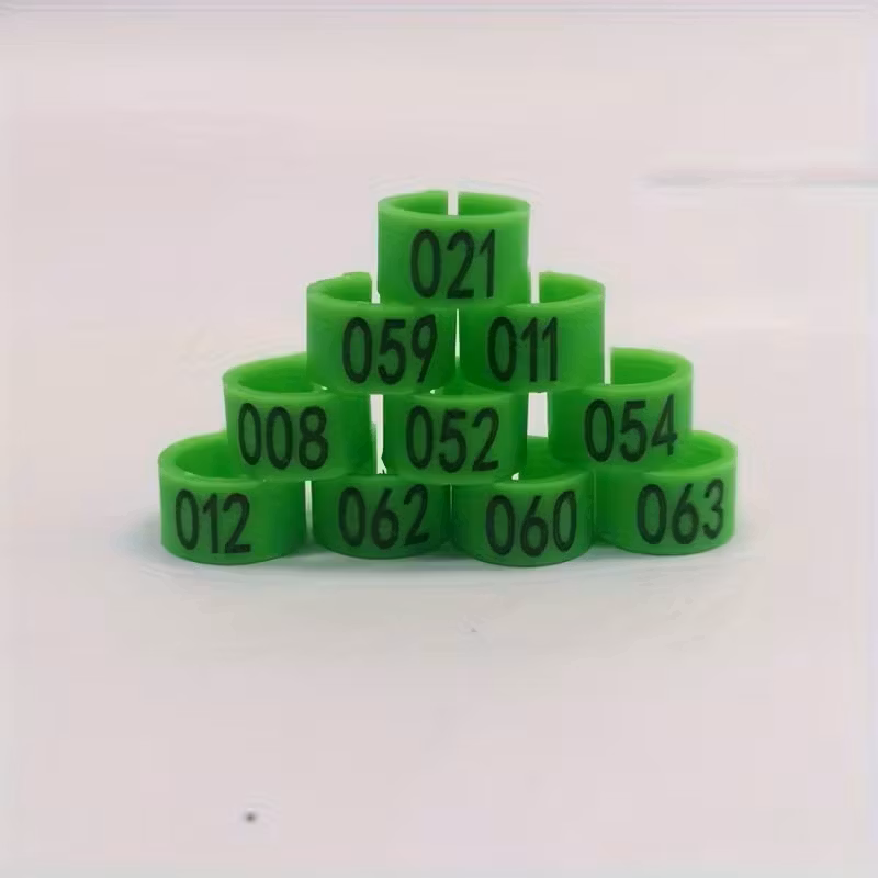 Plastik ring med nummer 8cm ljus grön (100st)