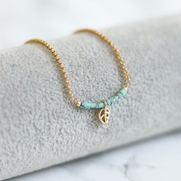 Stilrent Guldpläterat Halsband - Lövet L