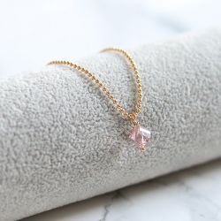 Tunt Halsband Med Rosa Kristall - Kärleken M