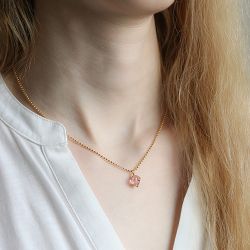 Tunt Halsband Med Rosa Kristall - Kärleken M