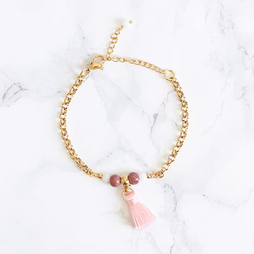 Tunt Armband Med Rosa Tofs - Pelikanen P