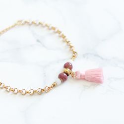 Tunt Armband Med Rosa Tofs - Pelikanen P