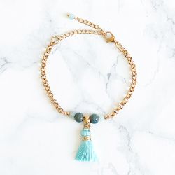 Stiligt Armband Med Turkos Tofs - Myntan M