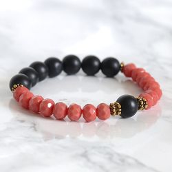Shungit Och Glaspärlor Armband - Rönnen S