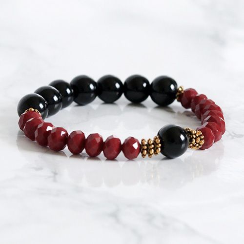 Onyx Och Glaspärlor Armband - Vindruvan V