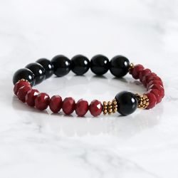 Onyx Och Glaspärlor Armband - Vindruvan V