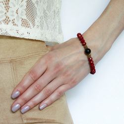 Onyx Och Glaspärlor Armband - Vindruvan V