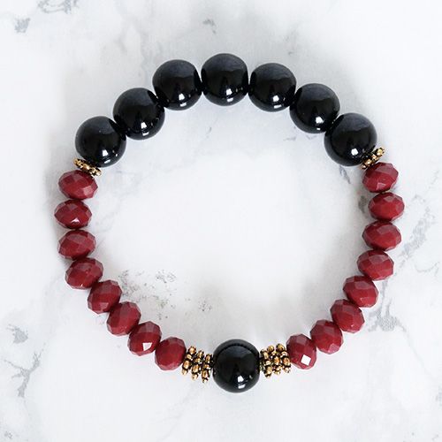 Onyx Och Glaspärlor Armband - Vindruvan V
