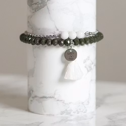 Armbandset I Grön Och Vit - Selaginella S