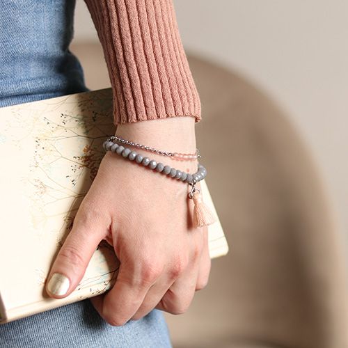 Armbandset I Grå Och Rosa - Horisonten H