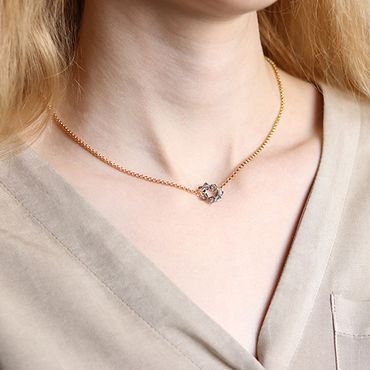 Kort Guldpläterat Halsband - Morgonen M