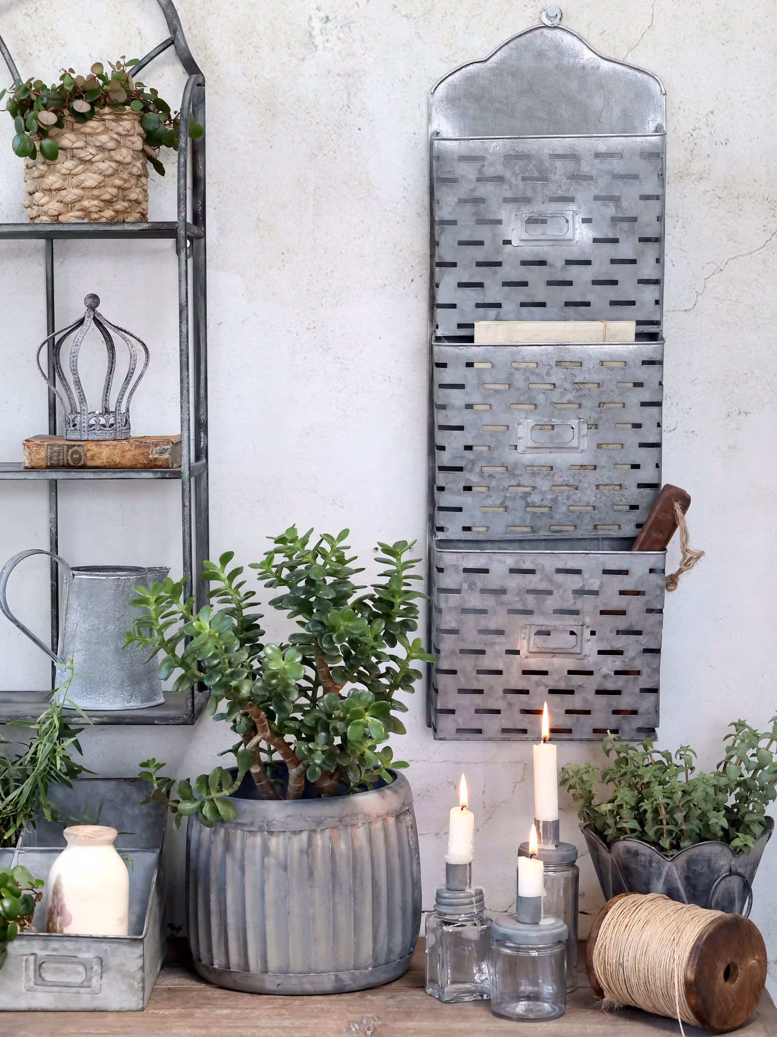 Lysestage m. glas Stor