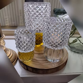 Fyrfadsstage klar/gul glas