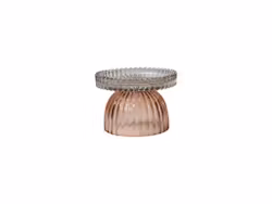 Glasstage til bloklys grå/rosa