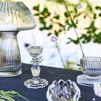 Glasstage til bloklys grå/rosa