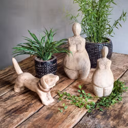Figur hund i mangotræ