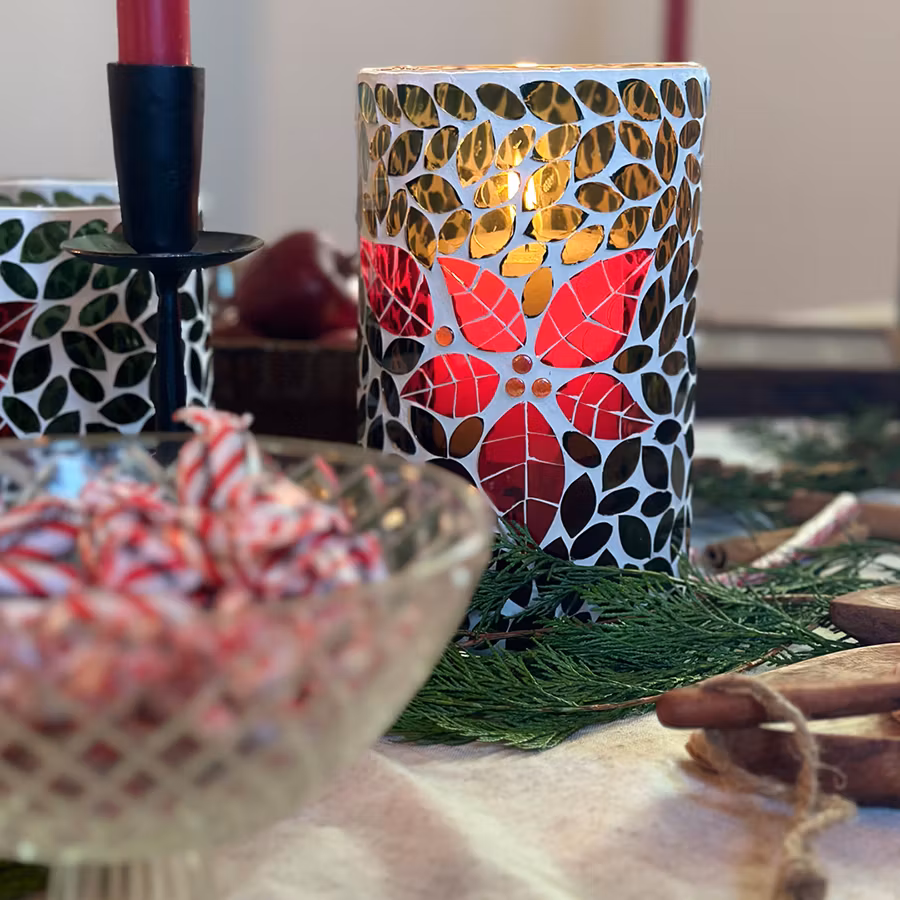 Lygte MOSAIK FLEUR Stor