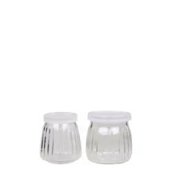 Opbevaringsglas m. riller & låg sæt af 2