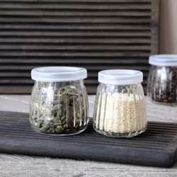 Opbevaringsglas m. riller & låg sæt af 2