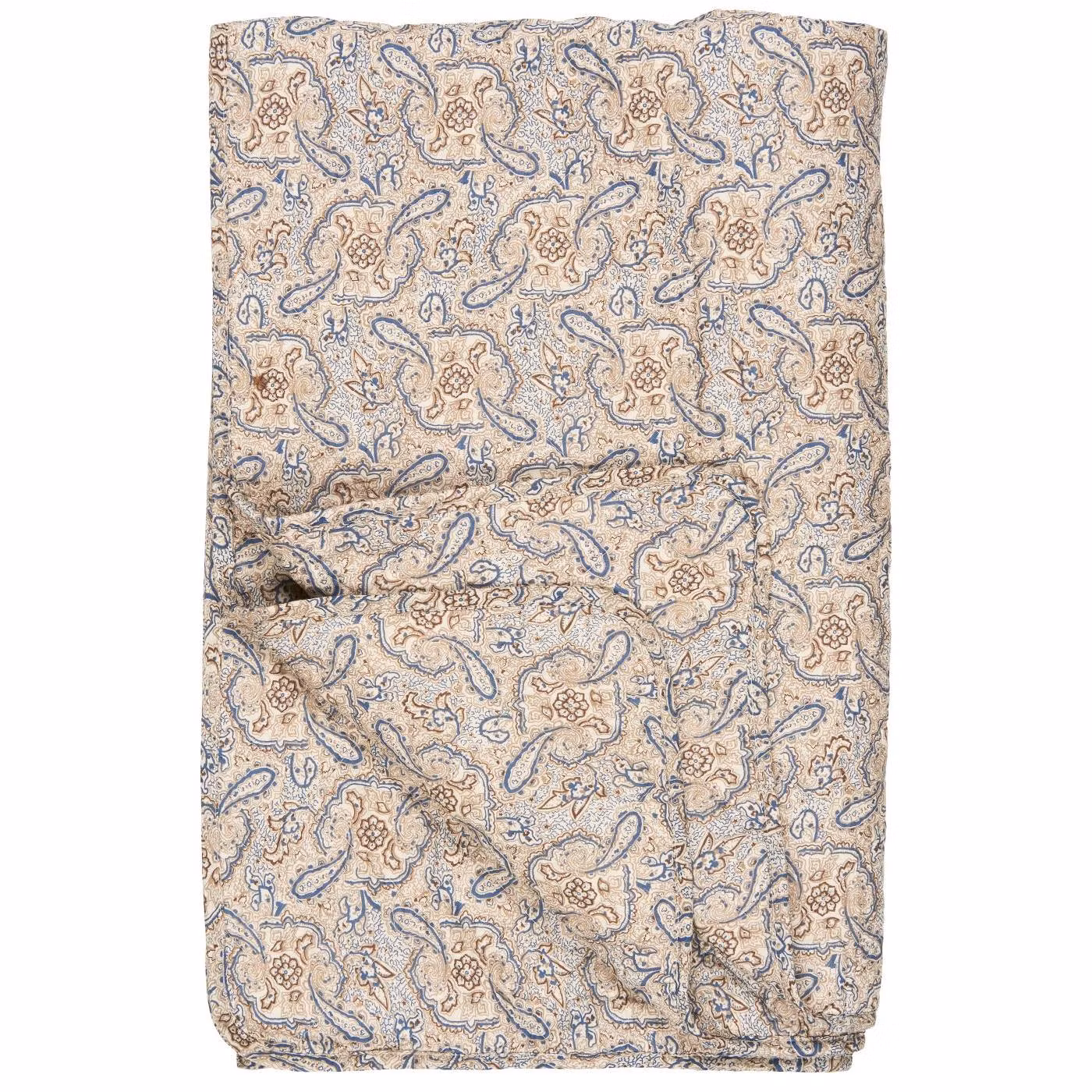 Quilt m/blåt, brunt og sandfarvet paisleymønster