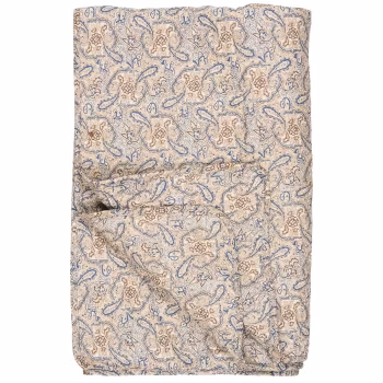 Quilt m/blåt, brunt og sandfarvet paisleymønster