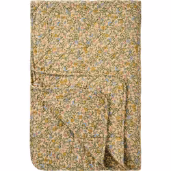 Quilt m/blå, gule, rosa og røde blomster