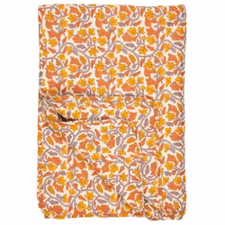 Quilt naturfarvet m/grå, gule og orange vinranker