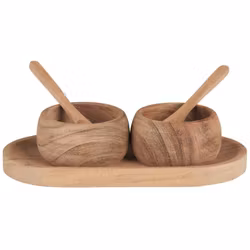 Bakke m/2 skåle og 2 skeer akacietræ