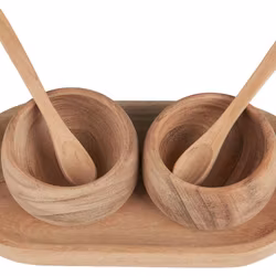 Bakke m/2 skåle og 2 skeer akacietræ