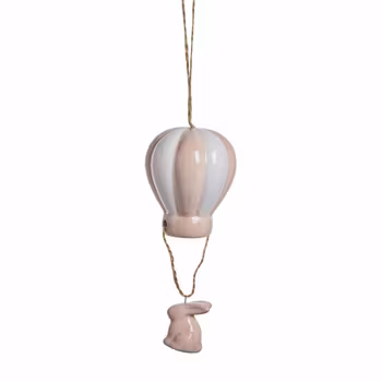 Kanin i luftballon keramik Rosa