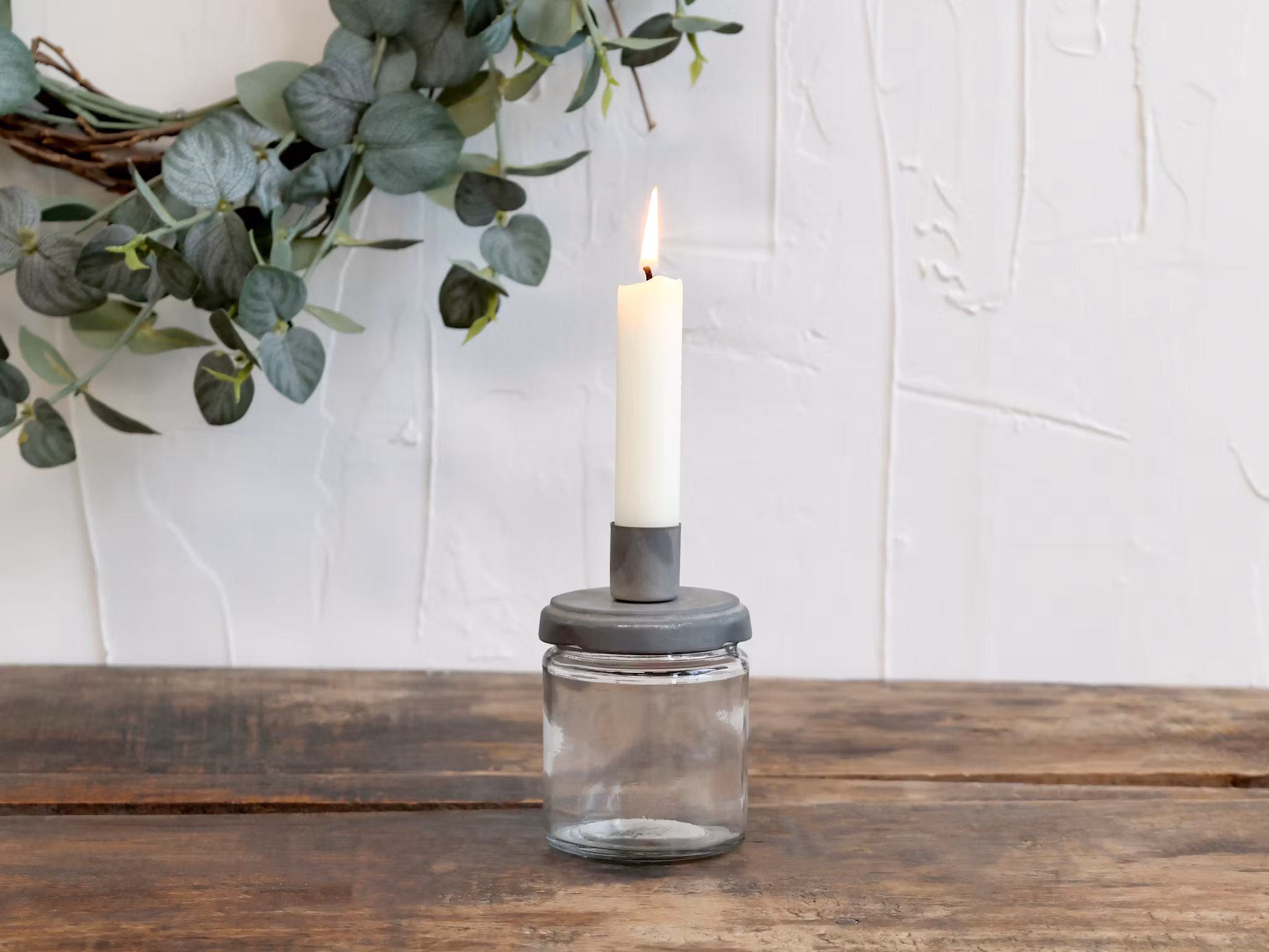 Lysestage m. glas Mellem