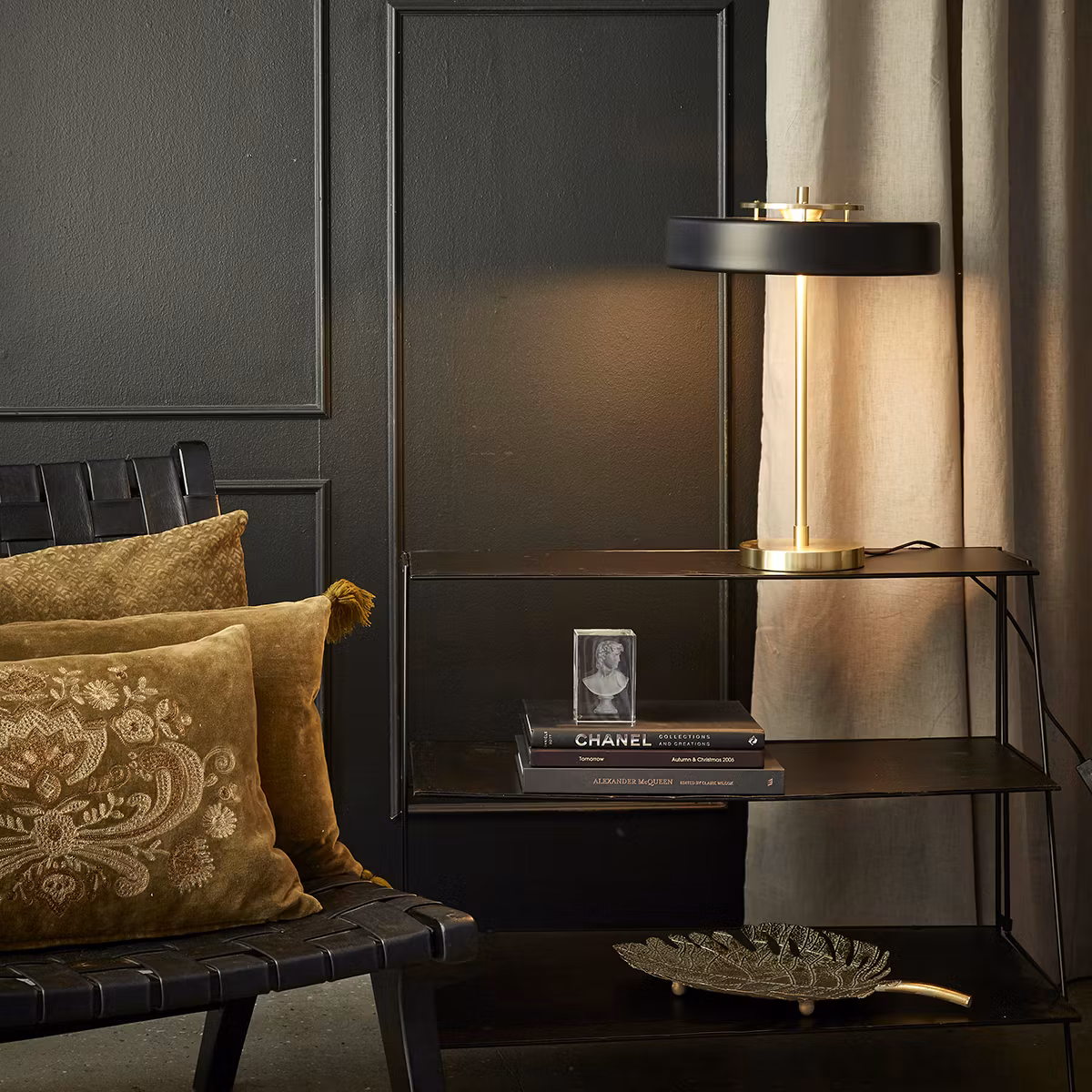 Bordlampe Sort/messing