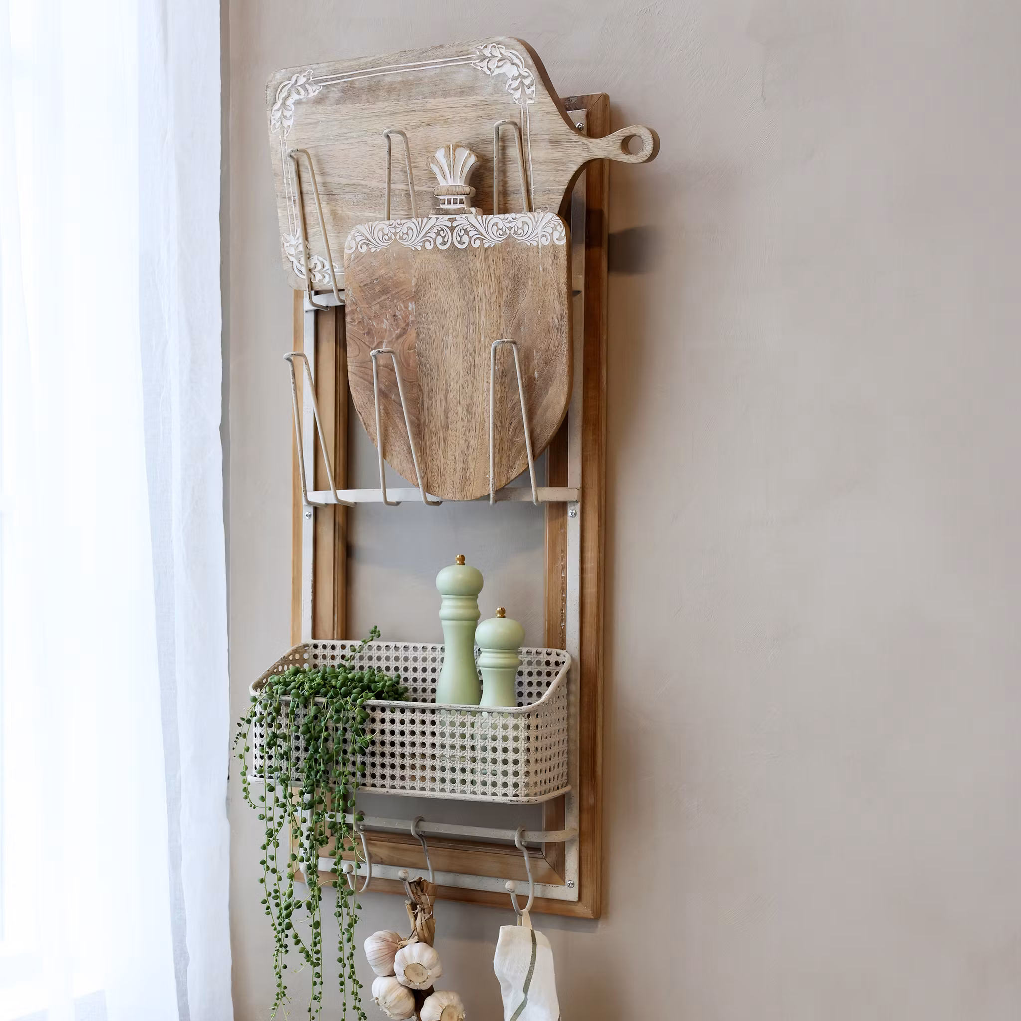 Væg holder m/holder og kroge