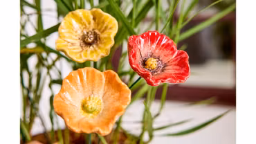 Keramik Valmue på pind