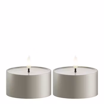 LED metallisk fyrfadslys salviegrøn 2 pk.