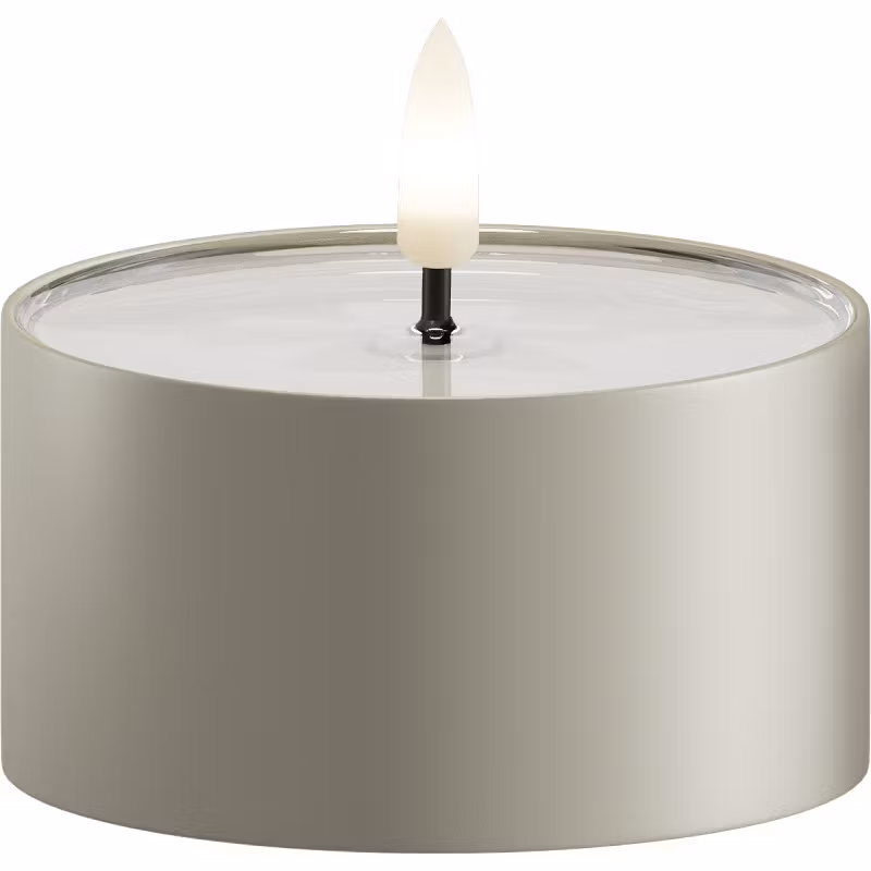 LED metallisk fyrfadslys salviegrøn 2 pk.