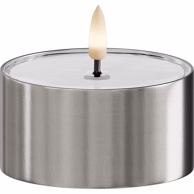 LED metallisk fyrfadslys sølv 2 pk.