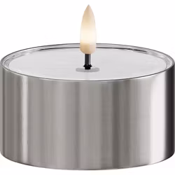 LED metallisk fyrfadslys sølv 2 pk.