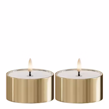 LED metallisk fyrfadslys Guld 2 pk.