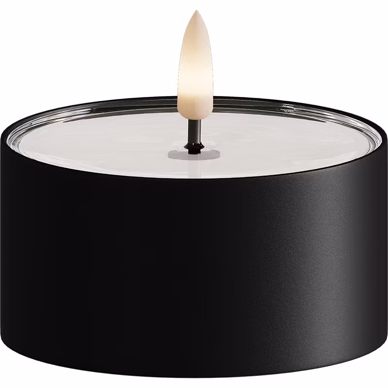 LED metallisk fyrfadslys Sort 2 pk.